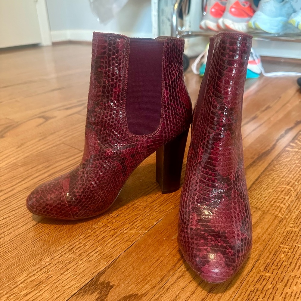 Juicy Couture Magenta Python Leather Ankle Booties